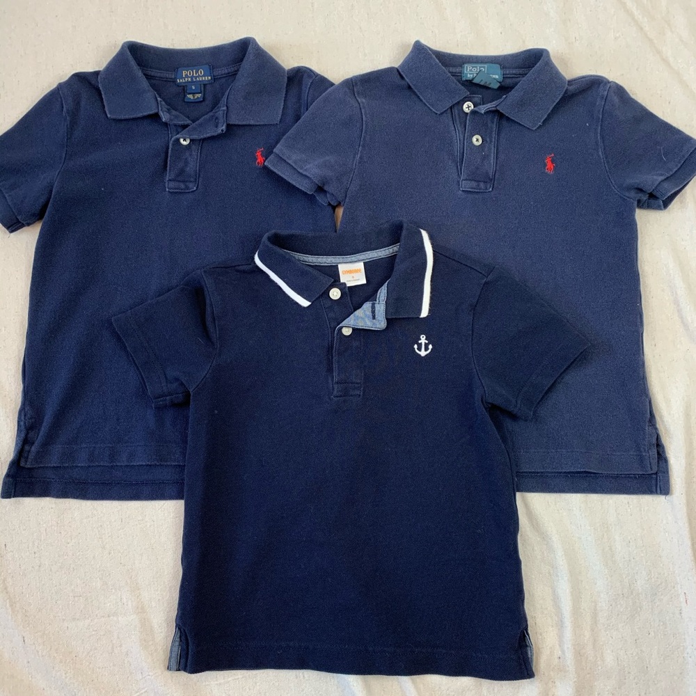Lot of 3 Navy Short Sleeve Polo Shirts :: Size 5